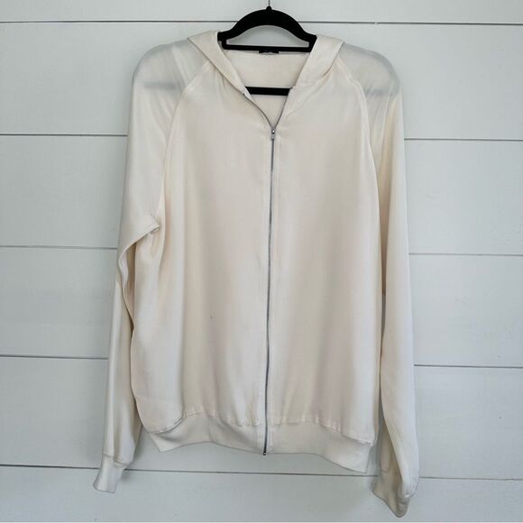 Joseph Women’s Extra Small 100% Silk Zip Up Cream Jacket - Picture 1 of 12